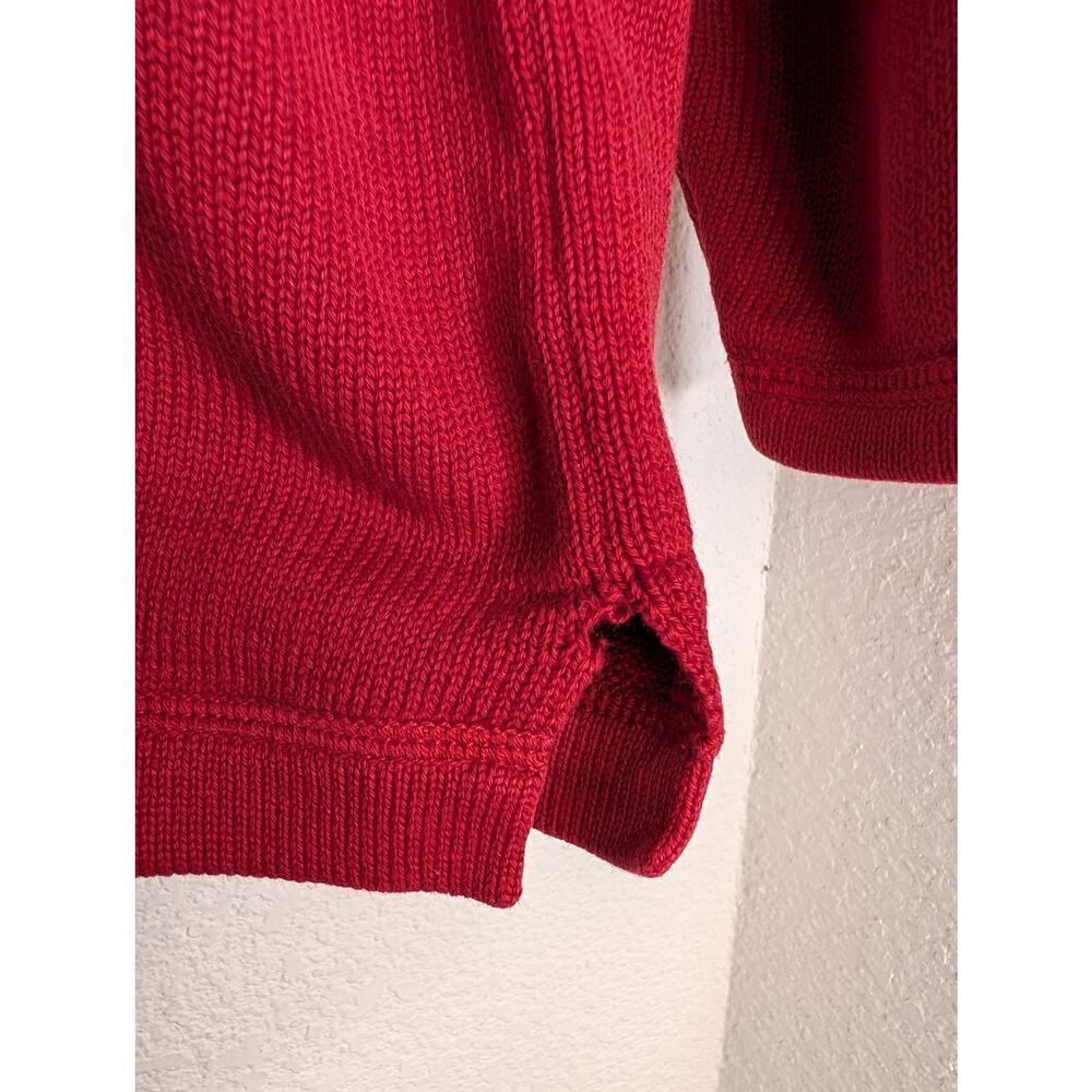 Eddie Bauer VTG Cotton Chunky Knit Red Sweater M Colorful Cottagecore Chic *READ - Picture 4 of 5